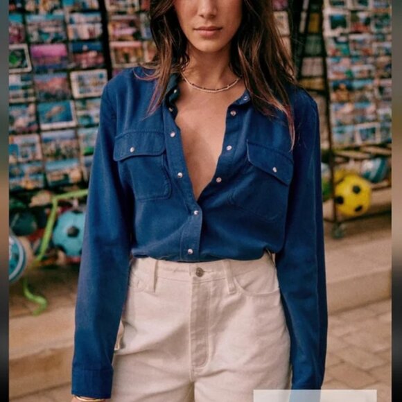 Sezane Davina Snap Closure Shirt size 36/ US 4 - Picture 1 of 9